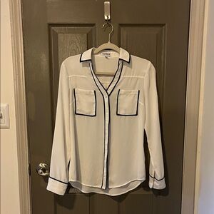 Express Ivory Blouse with Dark Accents